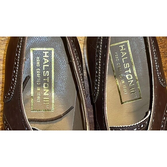 HALSTON VINTAGE Men’s Oxford Wing Tip Brown Italian Dress Shoes Size 10 1/2 main image 6